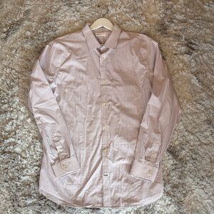 GAP Men's Purple Gingham Checkered Dress Shirt Slim Fit XL Tall Non-Iron Stretch